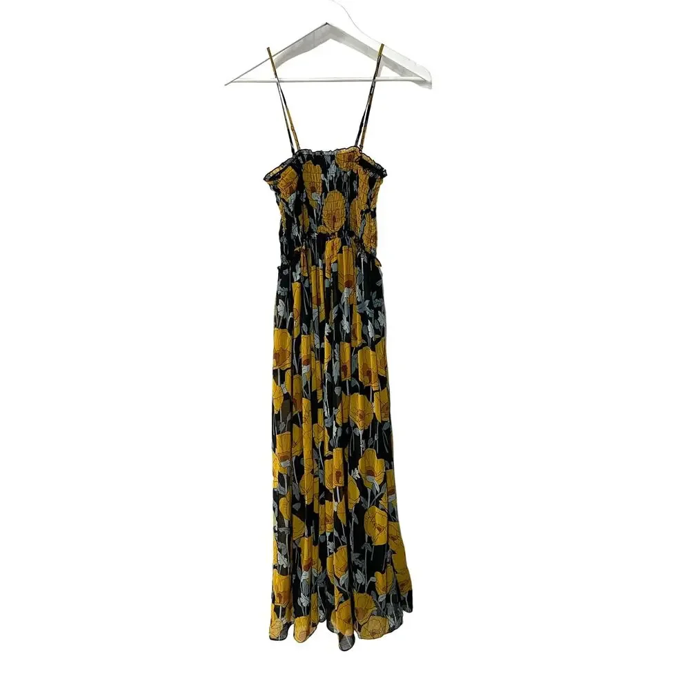 Free People Sophia Floral Print Jumpsuit Smocked Sleeveless Wide Leg Size XSmall - Picture 4 of 15